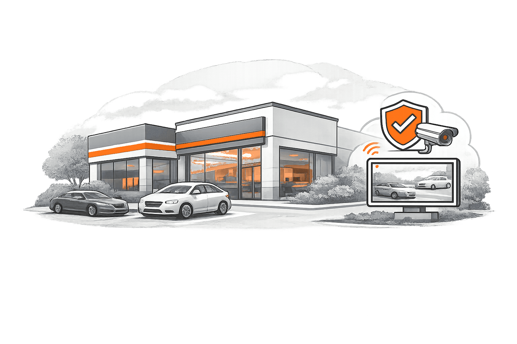 Auto Dealership Security overview illustration