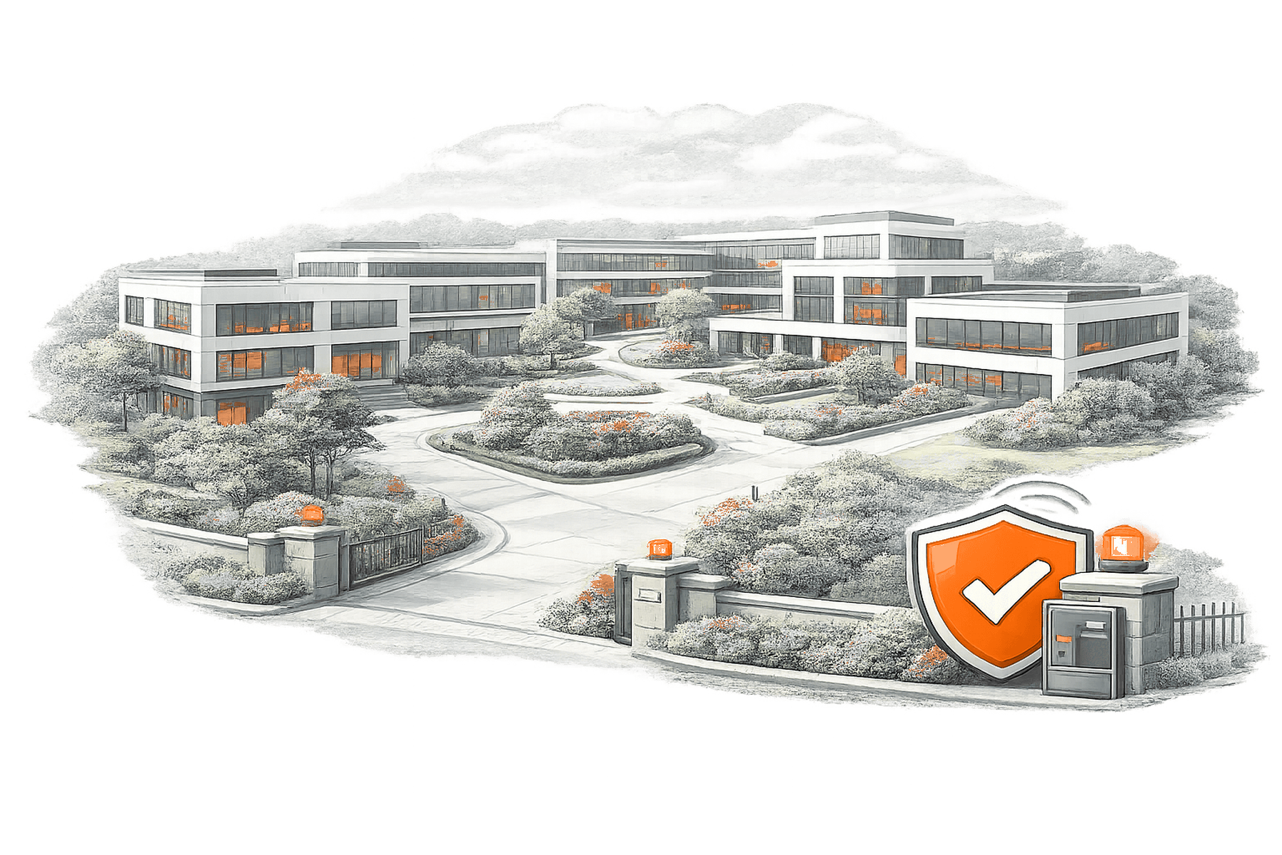 Corporate Campus Security overview illustration