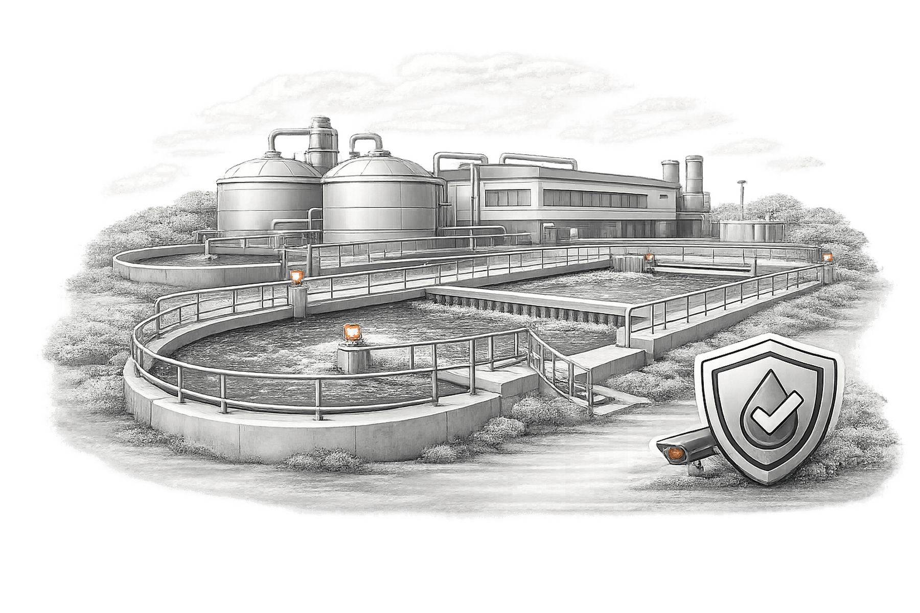 Wastewater Treatment Plant Security overview illustration